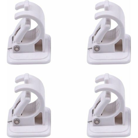 4 Pieces Curtain Rod Fixing Bracket, Self-adhesive Wall Hooks, Towel Rail, Wall Bracket, No Drilling Fixings Rod Bracket for Curtain Rod, Kitchen, Bedroom (1/5)