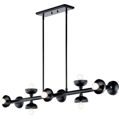 Elstead Kichler Palta Plafonnier suspendu contemporain noir satiné, 10 ampoules E14 (1/5)