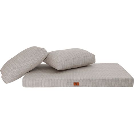 Coussins déhoussables pour salon de jardin 120x60cm – Tissu polyester déperlant – Lot de 2 coussins d'assise et de dossier – Couleur beige chiné noir