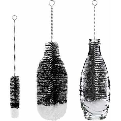Lot de 2 Goupillon Bouteille Brosses de Nettoyage Brosse Bouteille Nettoyage Avancé pour Bouteilles en Verre Thermos Biberons Et Tasses. (1/4)