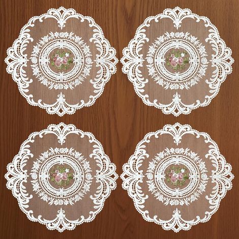 Ensemble de 4 sets de table en dentelle, sets de table de style vintage pour tables et plateaux à desserts, 28 cm. (1/5)
