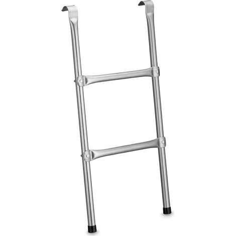 Relaxdays Scaletta per Trampolino, 76 cm, da Appendere, 2 Gradini, Scala per Tappeto Elastico, in Acciaio, Argentato