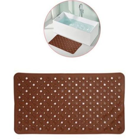 Alfombrilla antideslizante para baño - Alfombrilla de ducha - Alfombrilla grande para el suelo de la ducha - Con ventosas de seguridad y orificios de drenaje (marrón) (1/4)