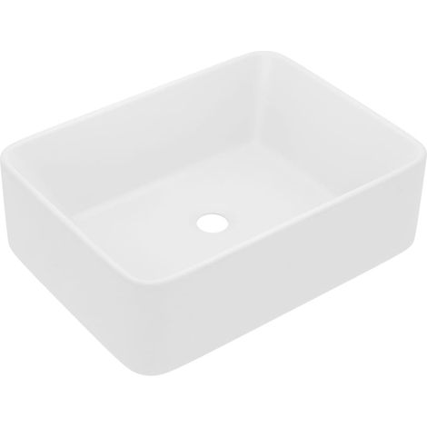 Lavandino da bagno rettangolare di lusso 41 x 30 cm in ceramica bianco opaco 020002784