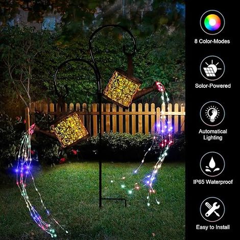 arrosoirs solaires guirlande lumineuse Décoration de jardin 8 modes Étanche En métal Pour l'extérieur Avec support extérieure balcon arbre pelouse (1/4)