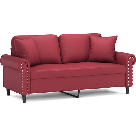 Maison Exclusive - Divano a 2 Posti con Cuscini Rosso Vino 140 cm in Similpelle (1/5)