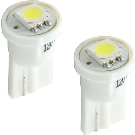 2x ampoule LED blanc 12V 5W T10 W2,1x9,5D 1x SMD 5050 voiture remorque moto camion