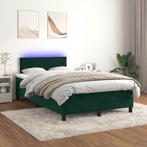 Boxspringbett mit Matratze & LED Dunkelgrün 120x200 cm Samt (1/5)