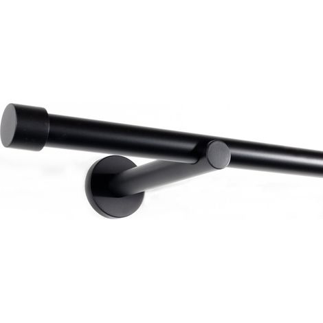 Gardinenstange auf Maß 19mm 1-läufig Schwarz-matt mit Kappe - Serie Trend 60cm (1/5)