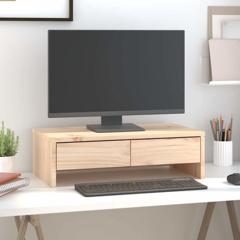 vidaXL Supporto per Monitor 50x27x15 cm in Legno Massello di Pino