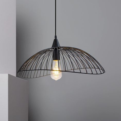 Lámpara Colgante, Vintage Lámpara de Techo con Ø50cm Posee Jaula de Metal, Industrial Estilo Iluminación Decor Art Luz E27 para Dormitorio Cocina Comedor Cafe (Negro) (1/5)