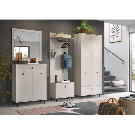 Armadio portaoggetti LUNA – Beige opaco – 3 porte, 6 vani – Da posizionare