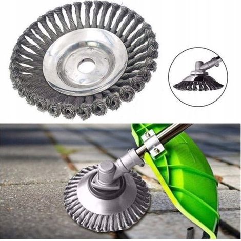 Brosse à désherber électrique - 20 cm - Brosse métallique en acier - Pour débroussailleuse - Brosse universelle pour joints - Désherbeur électrique - Nettoyage des mauvaises herbes (1/5)