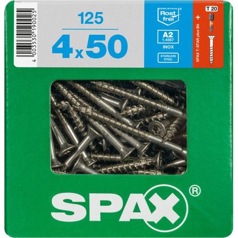 Spax Universalschrauben 4.0 x 50 mm TX 20 - 125 Stück Edelstahl Holzschrauben