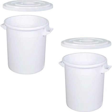 BRB Lot de 2 poubelles de 50 litres pour nourriture sèche avec couvercle - Qualité alimentaire
