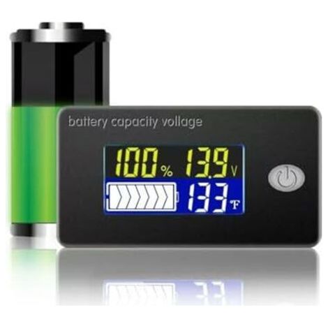 Moniteur de Batterie 10-100V - Testeur Numérique Capacité, Indicateur Tension & Température pour Voiturette, Marine, Camping-Car