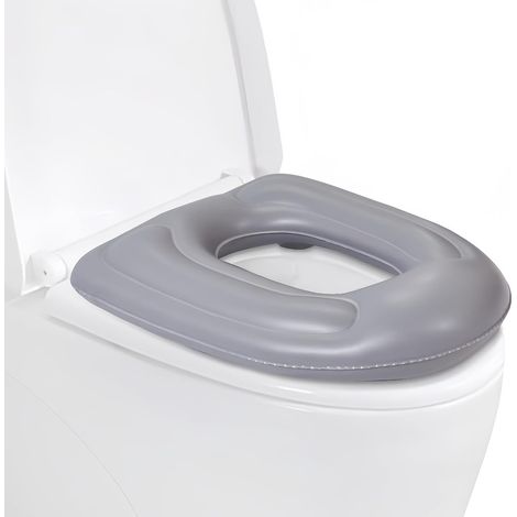 Cojín inflable de PVC para inodoro con ventosa, altura ajustable, impermeable y cómodo, funda para inodoro para adultos, alivio del coxis, ideal para viajes y convalecencia.(47X40X11CM)