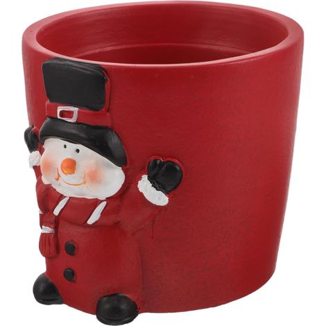 Pot Béton pour Plantes Grasses, Pot de Fleurs Ciment Thème Noël Bonhomme, Décoration Intérieure pour Plantes Succulentes (1/5)