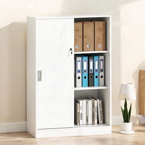 Meuble de rangement de bureau blanc 80 x 40 x 120 cm (1/5)