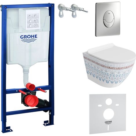 GROHE WC Set mit Vorwandelement, Wand-WC und Spülknopf (1/5)