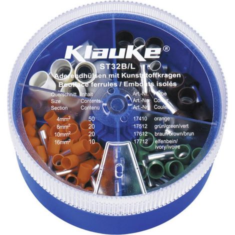 Klauke ST32B Assortimento Capicorda 4 mm², 6 mm², 10 mm², 16 mm² Parzialmente isolato Arancione, Verde, Marrone, Avorio (1/2)