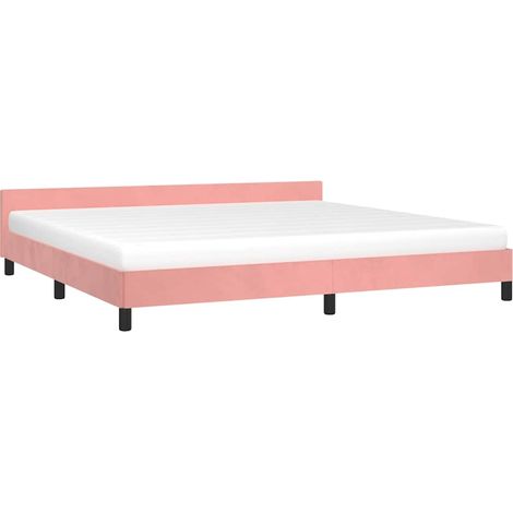 Cama con cabecero sin colchón terciopelo rosa 200x200 cm vidaXL (1/4)