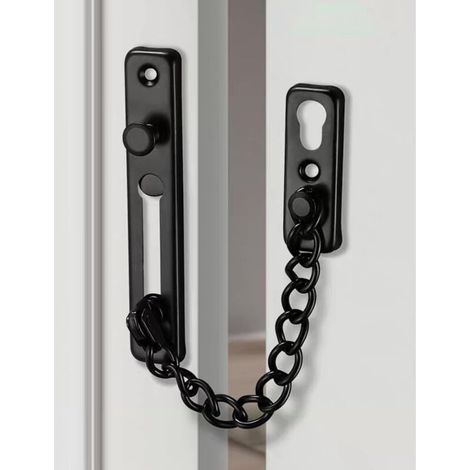 Serrure de porte de sécurité à chaîne, verrou de porte robuste avec boutons-pression à ressort, serrures à chaîne en acier inoxydable pour porte intérieure (1/4)