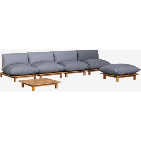 Sofá Modular Reclinable de 4 Piezas con Mesa de Centro y Puff en Madera de Acacia Brina SKLUM Gris Antracita (1/5)