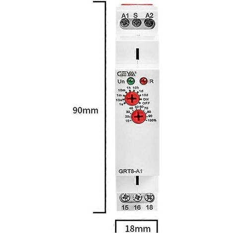 Relais temporisé GEYA AC/DC 12V-240V Mini, montage sur rail DIN GRT8-A1 (1/5)
