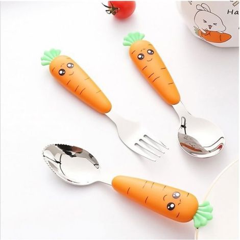 3 Pièces Ensemble de Couverts pour Bébé, Couvert Enfant Inox, Toddler Ustensiles, Couverts Pour Enfants pour Bébé san COUVERTS BEBE (1/4)