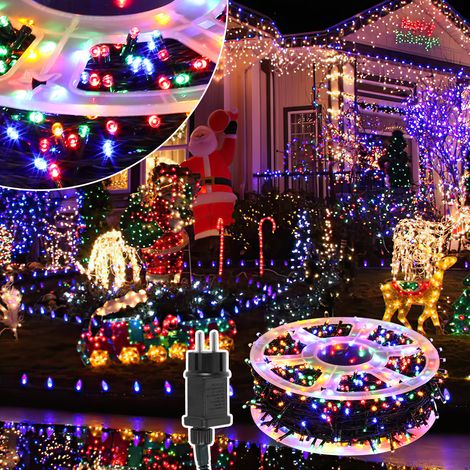 Jiubiaz 200M 1000LEDs Guirnalda Luminosa LED Exterior Interior Jardín Iluminación Navideña 8 modos multicolor