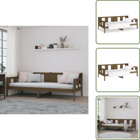 Letto rustico - vidaXL Dormeuse Ambra in Legno Massello di Pino 90x190 cm - Divano letto ambra