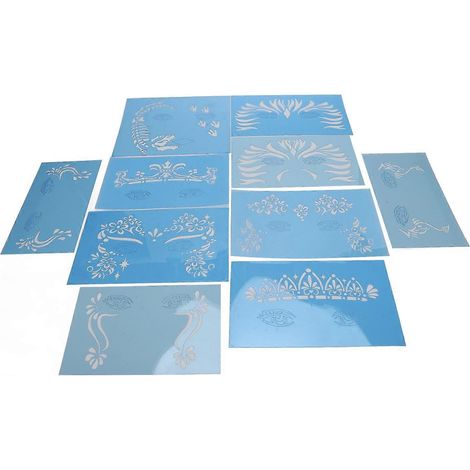 Pochoirs de maquillage pour le visage en PET (10 feuilles) - Modèles de maquillage pour Halloween et spectacles de scène (1/4)