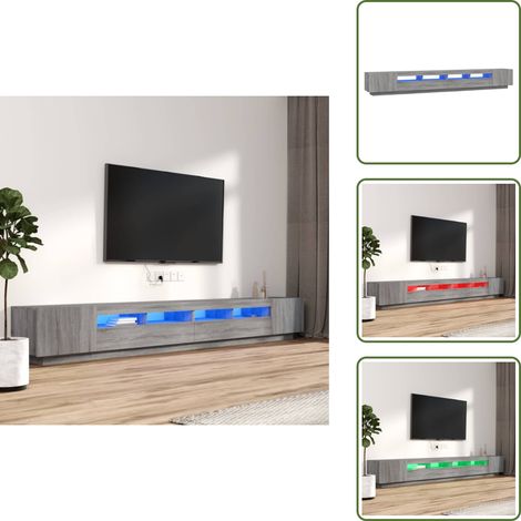The Living Store Ensemble de meubles TV avec lumières LED 3 pcs Sonoma gris - Meuble tv moderne (1/5)