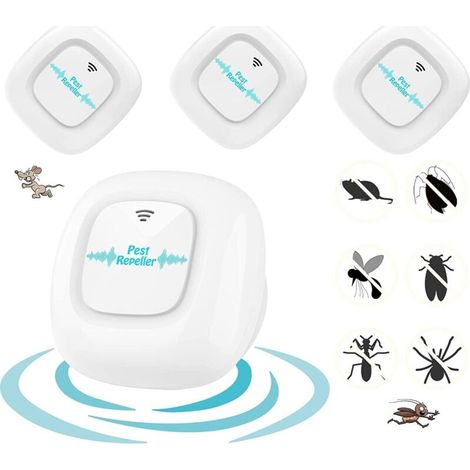 Mosquito Repellent, Ultrasonic Repellent, Plug-in Mosquito Repellent, Electronic Indoor Pest Control, Pest Control for Mosquitoes, Mice, Spiders, Cockroaches, Flies, Pack of 4 (1/5)