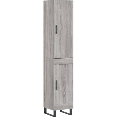Buffet bahut commode armoire meuble de rangement organisateur cuisine salle de séjour salon haut sonoma 34,5 x 34 x 180 cm bois d'ingénierie gris