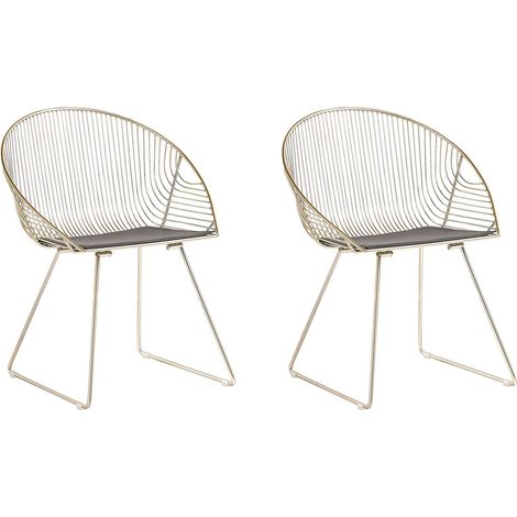Set di 2 sedie moderne in metallo dorato Aurora