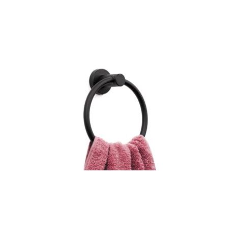 Anneau Porte-Serviettes Noir Mat Porte-essuie-Mains Moderne pour Mur de Salle de Bain Acier Inoxydable SUS304 Noir Mat (1/5)