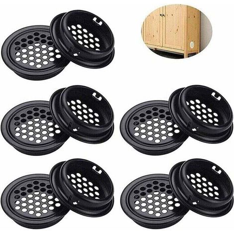 Grille de Ventilation inox Ronde Grille ventilation inoxydable Grille de Ventilation Inox , XU,Ronde 10 Pièces Grille d’aération Noir pour Armoire Placard Ventilation pour Cuisine Meubles - KZQ (1/4)