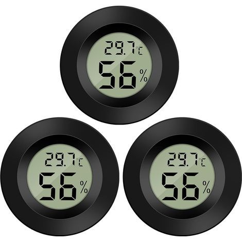 Confezione da 3 igrometri/termometri digitali LCD per umidificatori, deumidificatori, serre, cantine e camerette dei bambini. (1/5)