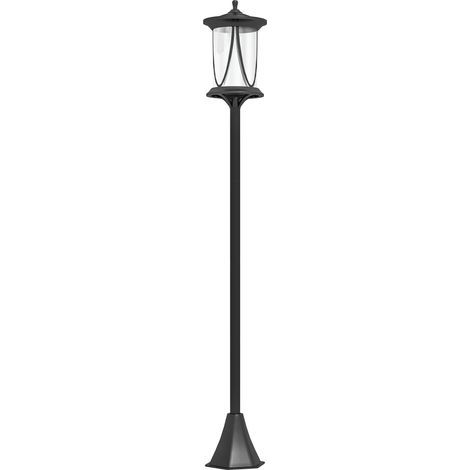 Solar-Stehleuchte mit 6 Stunden Akkulaufzeit und Bodenverankerung, aus Polycarbonat und ABS, Schutzart IP44, 17 x 17 x 127 cm, schwarz (1/5)