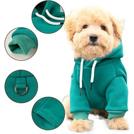 Felpa termica per cani, giacca in cotone con fodera in pile, pullover a tinta unita con tasche, abbigliamento invernale morbido ed elastico per Bichon Frisé e cani di piccola taglia (1/4)