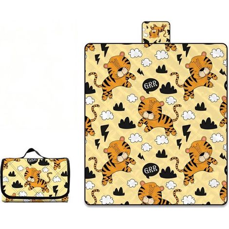 Coperta da picnic taglia 3XL, 200 x 200 cm, per 6-8 persone, impermeabile, resistente all'umidità, adatta anche come tappetino da campeggio o tappetino da pavimento, pieghevole. (1/5)