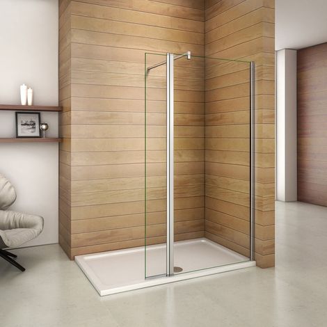 Parete Per Doccia Walk In 40cm Munito di Paretina Mobile 30cm Con Barra Stabilizzatrice Tagliabile 90cm Vetro 8mm Temperato Trasparente Anticalcare 70x200cm