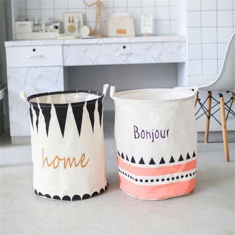 Panier À Linge - 40 X 50 Cm - Coton Et Lin Avec Doublure Imperméable - Pliable - 1 Pièce (1/4)