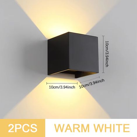 2er Set LED Außenwandleuchten Warmweiß, Up & Down Wandlampen, IP65 Wasserdicht, Moderne Cube Außenleuchten für Garten, Terrasse, Balkon und Hausfassade