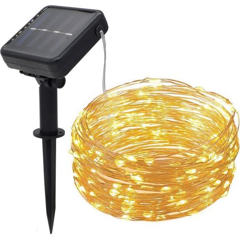 Guirlande Lumineuse Solaire - 200 Led Fil de Cuivre Étanche - 8 Modes - Pour Jardin Extérieur Noël Décoration (1/5)