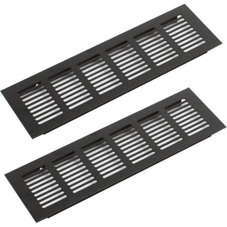 Grille Aération Aluminium 2 Pièces Grille d'Aeration Grille de Ventilation Rectangulaire Grille d'Aeration en Alliage Grille Daération Extérieure pour la Ventilation Noir 250 X 80mm