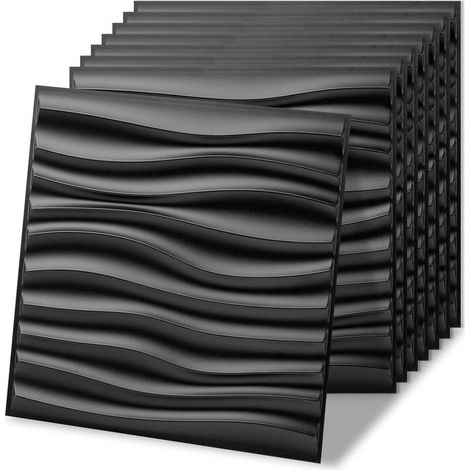 Art3d – Set di 20 pannelli decorativi 3D da parete, decorazioni murali per interni in PVC (19 piedi quadrati), 11,8" x 11,8", nero (A) (1/5)