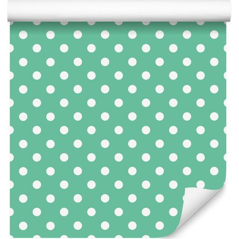 Papier peint à pois menthe et mer pour salon et chambre 50x1000 cm (1/5)